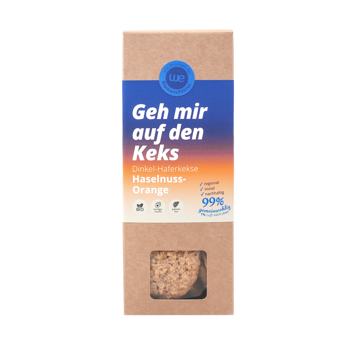 Dinkel-Haferkekse Haselnuss-Orange Bio