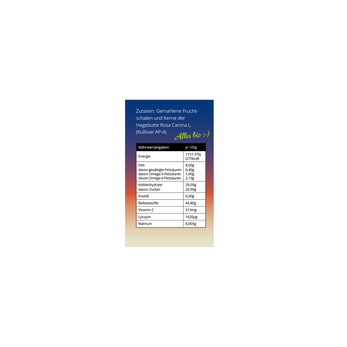 Hagebutten Pulver (rosa cannina) AP-4 Bio