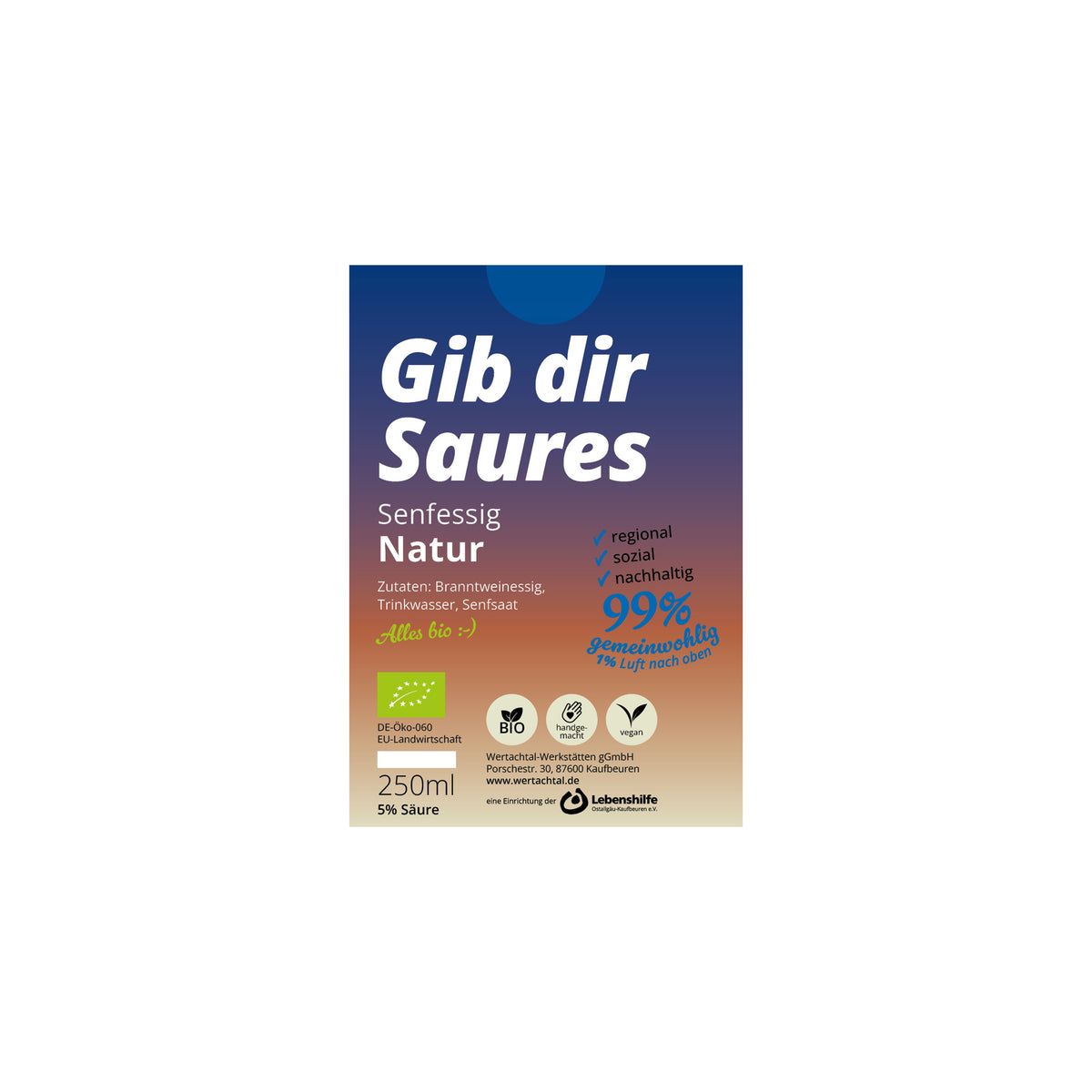Senfessig Natur 5% Säure Bio