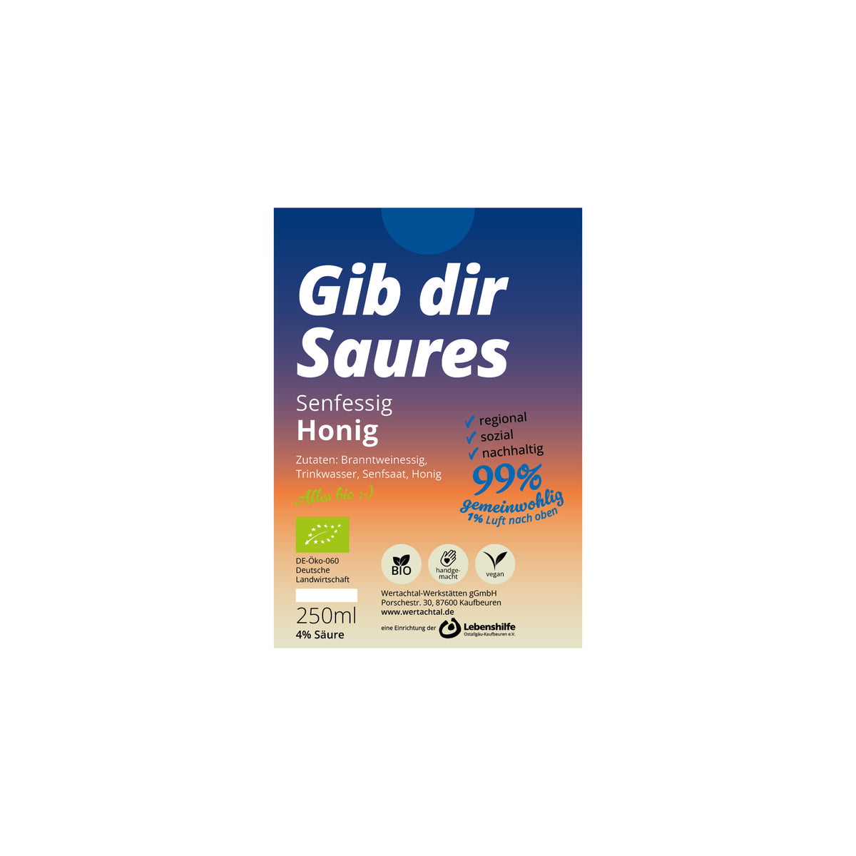 Senfessig Honig 4% Säure Bio
