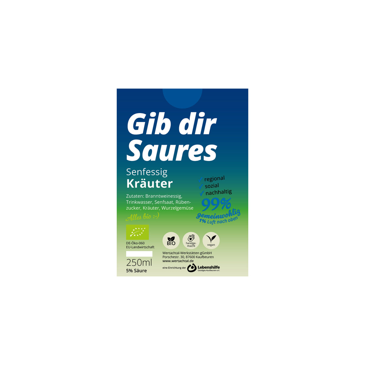 Senfessig Kräuter 5% Säure Bio
